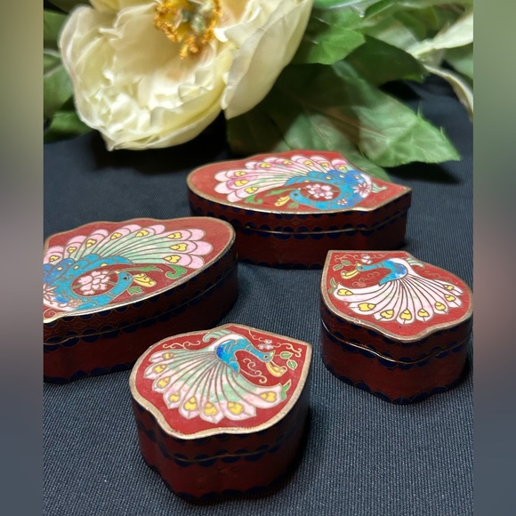 Vintage Cloisonné Butterfly Trinket Boxes - Picture 11 of 16